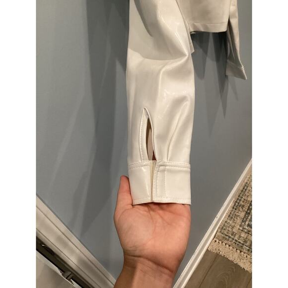 Vtg Express Womens Cropped Jacket Size Small S White Green Y2K Britney Rave Punk - Picture 14 of 14